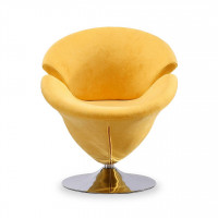 Manhattan Comfort AC029-YL Tulip Yellow and Polished Chrome Velvet Swivel Accent Chair